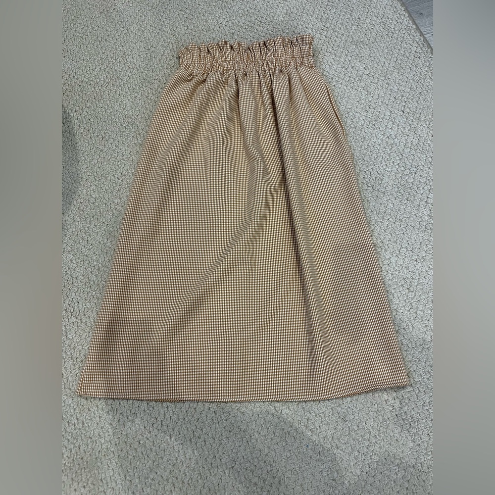 Yellow and white midi gingham skirt